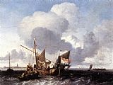 Fort Canvas Paintings - Ships on the Zuiderzee before the Fort of Naarden